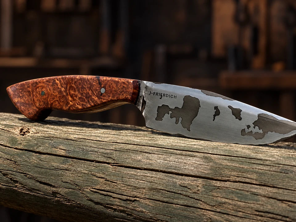 A pair of finished blades with distinct handles.